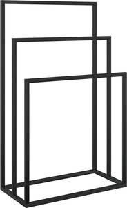 Porte-serviettes sur pied à deux niveaux, petit séchoir à serviettes, support noir pour serviettes et couvertures pour salle de bain - Product Image 5