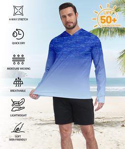 Chemises de pêche UPF 50+ respirantes en polyester pour hommes, à capuche avec masque intégré, pour une performance optimale - Product Image 4