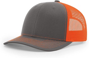 Unisex Trucker Cap 6-Panel Mesh Baseball <b>Hat</b> Adjustable Solid Color Casual Adult Fit Orange <b>Navy</b> Contrast Stitching - Product Image 6