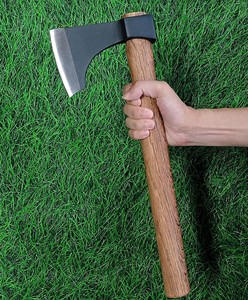 Hacha Vikinga Hecha a Mano con Cabeza de Acero de Alto Carbono, Funda de Cuero y Madera, Forjada, de Grado Industrial para Bricolaje - Product Image 4