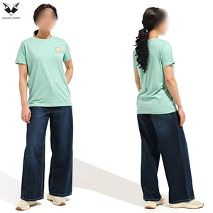 T-shirts pour femmes personnalisables en couleur unie, prix usine, meilleur fournisseur, impression de marque personnalisée, t-shirts décontractés vierges - Product Image 4