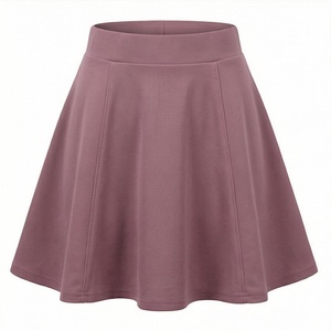 Minifalda de Cintura Alta para Mujer, Estilo Casual, Plisada, de Color Sólido, Mezcla de Poliéster y Algodón, para Todas las Temporadas - Product Image 1