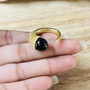 New Arrival Black Onyx Horn <b>Ring</b> Gold Plated Brass <b>Ring</b> Tribal Statement <b>Open</b> <b>Ring</b> Minimal Wholesale <b>Ring</b> For Women - Product Image 2