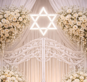 ประตูไฟเบอร์ธีมงานแต่งงานแบบยิว ดีไซน์ประณีต สำหรับตกแต่งงานเลี้ยงรับรอง ใช้งานกลางแจ้ง ทำด้วยมือ ทนทาน - Product Image 4