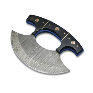 Cuchillo de Cocina Artesanal de Acero de Damasco de 8 Pulgadas, Tipo Ulu Alaskan, para Pizza, Personalizable y Ecológico - Product Image 1