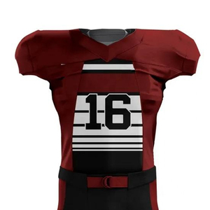 Maillot de football américain marron avec numéro 16 et pantalon noir – Tenue de sport légère et respirante pour équipe - Product Image 4