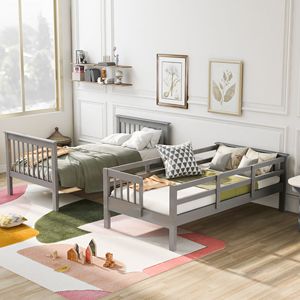 Letto a castello grigio a due piazze con contenitore e sponda di protezione per cameretta bambini/dormitorio (vecchio SKU LP000109AAE) - Product Image 3
