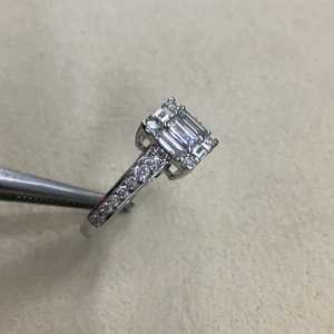 Bague en diamant véritable 0,73 ct, diamant blanc naturel rond et taille baguette, bague de fiançailles et de mariage pour femme, argent sterling 925 - Product Image 2