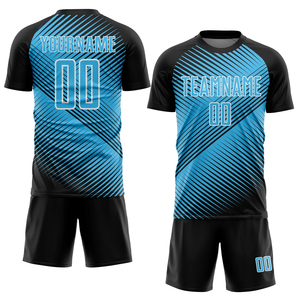 Conjunto de Camiseta de Fútbol Sublimada Personalizada para Hombre, Diseño Azul y Negro, Manga Corta, Absorbe la Humedad, Uniformes de Equipo, Corte Regular para Adultos - Product Image 3