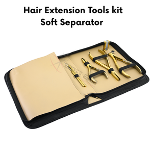 Kit d'outils pour extensions capillaires : Pince à sertir plate à 3 trous pour extensions adhésives, Outil de tirage à boucle, Ciseaux à couper les fils, Peigne à queue de rat, Pinces - Product Image 2