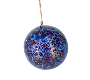 Bolas de Navidad de Papel Maché Hechas a Mano, Azules, Doradas y Rojas, Pintadas a Mano, Elegantes, de Alta Calidad, Decoración Tradicional Colgante de Jammu - Product Image 3
