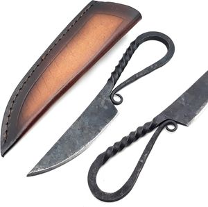 Drop Point Carbon Steel <b>Knife</b> With Twisted Handle For Woodworking 0.7mm Blade Thickness - Product Image 6