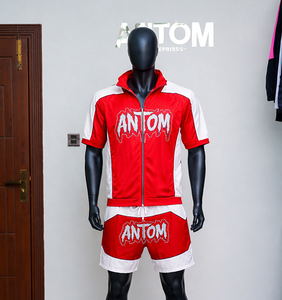 Custom Printing Two Piece Zip Up Cargo Shorts And Short Sleeve Jacket <b>Sets</b> Polyester Nylon Windbreak Shorts <b>Set</b> Tracksuit Men - Product Image 2