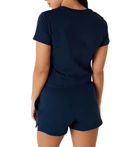 New Stylish Casual <b>Women</b> Above <b>Knee</b> <b>Shorts</b> Set Light Weight Solid Color 100% Cotton High Quality Sports Yoga for Wear - Product Image 6