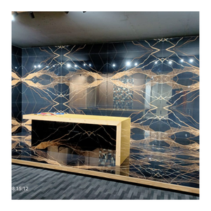 Dalles de porcelaine à bords rectifiés haute durabilité 800x1600mm, résistantes à la chaleur et aux rayures, en marbre noir, pose directe - Product Image 1