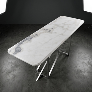 Mesas de Consola de Mármol Blanco Michelangelo, Piedra Natural Rectangular, Estilo Contemporáneo Antiguo, Duraderas, Fáciles de Limpiar, Muebles para Sala de Estar - Product Image 4