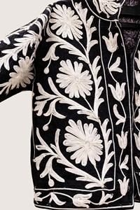 Veste Bohème Brodée Florale à Fermeture Éclair, Col Mandarin, Manches Longues, Grande Taille, Vêtement d'Extérieur Décontracté pour Femme, Collection Automne - Product Image 4
