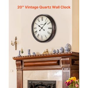Orologio da parete silenzioso da 20 pollici a batteria con numeri romani per l'arredamento del soggiorno - Product Image 2