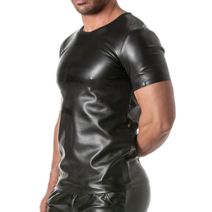 Pantalon moto noir taille haute pour homme en similicuir avec ceinture et braguette zippée, coupe slim, style clubwear - Product Image 3