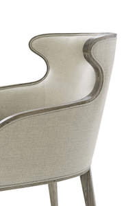 Chaise de salle à manger en bois massif avec dossier en forme de cuillère, tissu rembourré de qualité supérieure pour hôtel et mobilier de maison - Product Image 4