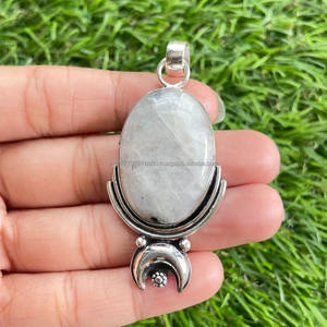 Colgante de Plata de Ley 925 sólida, colgante de piedras preciosas hecho a mano, colgante de cristal, colgante de joyería de boda - Product Image 1