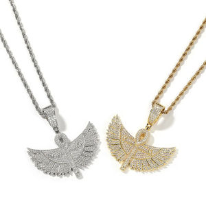 สร้อยคอฮิปฮอป เงินแท้ 925 ชุบทอง 14k/18k โรสโกลด์ ประดับเพชรโมอิสซาไนต์ VVS ดีไซน์ปีก สร้อยคอแฟชั่นสำหรับผู้หญิงและผู้ชาย - Product Image 5