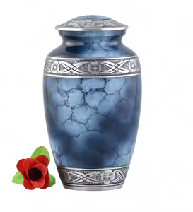 Elegant Teal Blue Pebble Texture Metal Cremation Urn for Human Ashes with Handcrafted Silver Floral Border <b>Memorial</b> <b>Keepsake</b> - Product Image 4