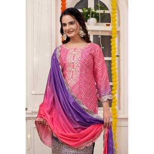 Conjunto de traje de fiesta para mujer con trabajo de bordado de secuencia - Product Image 4