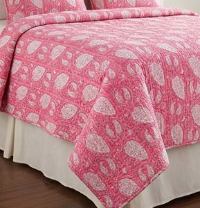 Pink Paisley Printed Quilted Cotton Reversible Throw Blanket Traditional Home Decor All Season Use - Product Image 4