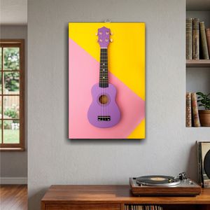 Ukelele Morado de Madera MDF con Marco Flotante para Decoración de Pared - Product Image 2