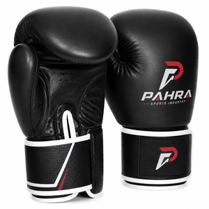 Gants de boxe Muay Thai professionnels en cuir de vachette OEM personnalisés de qualité supérieure 12 oz avec sangle de poignet réglable, légers et respirants, à fermeture auto-agrippante - Product Image 4