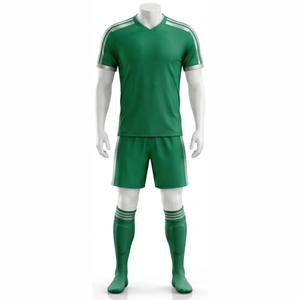 Ensemble d'uniformes de football unisexes de qualité supérieure, vert, manches courtes, sublimé, évacuation de l'humidité, taille élastique, coupe régulière, toutes saisons - Product Image 1