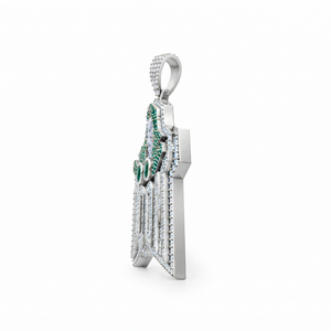 Dr. Doom Anhänger aus 925 Sterling Silber mit Diamant im Brillantschliff und Edelstein, Herren Hip-Hop Schmuck Charm-Anhänger - Product Image 4