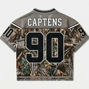 Maillot de football américain ample en maille, coupe courte, style rétro camouflage, sublimation, streetwear - Product Image 3
