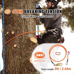 Corda da Arrampicata in Acciaio da 16mm con Gancio a Scatto in Lega d'Acciaio da 8ft (2,4m) per Attrezzatura e Accessori per Arrampicata su Alberi - Product Image 2