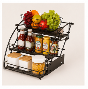 2-Tier Pull Out Spice Rack Organizer for <b>Kitchen</b> Cabinet Metal Seasoning Shelf For <b>Pantry</b> Storage and Space-Saving Organization - Product Image 5