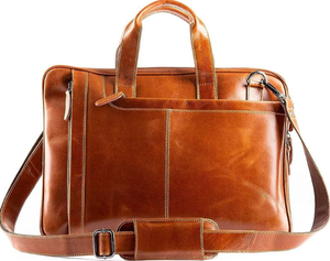 Brown Genuine Leather <b>Laptop</b> bag Waterproof Business Bag Shoulder Strap Office Travel - Product Image 1