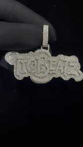 Pendentif personnalisé Hip Hop pour homme en argent sterling 925 avec lettres, chiffres, nom, initiale ou logo, serti de diamants Moissanite VVS - Product Image 5