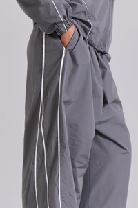 Survêtement coupe-vent sportif d'hiver pour homme, gris uni, léger, imperméable et respirant, col rond, taille élastique avec passepoil - Product Image 2