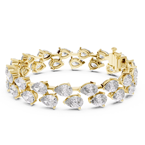 9K Yellow <b>Gold</b> Diamond Bracelet Pear Shape 26.52ct Genuine Diamond Luxury Statement Bracelet 20.35g Fine Jewelry Women Wholesale - Product Image 1