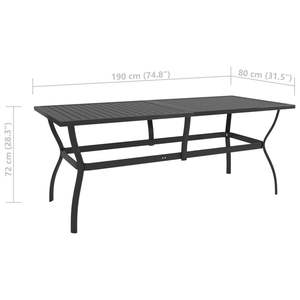 Table de patio en acier anthracite 74.8 "x 31.5" x 28.3 "Meubles d'extérieur - Product Image 6