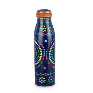 Botella de agua de cobre puro de estilo moderno con diseño martillado a mano, a prueba de fugas y recipiente de cobre para gimnasio, yoga y oficina. - Product Image 2