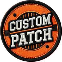 Badge rond personnalisé brodé en tissu denim écologique avec fermeture auto-agrippante pour sacs et cadeaux en tissu