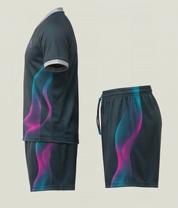 Conjunto de Uniforme de Fútbol para Hombre, Camiseta de Manga Corta y Pantalones Cortos, Color Degradado, Impresión Sublimada, Absorbe la Humedad, Ajuste Atlético - Product Image 5