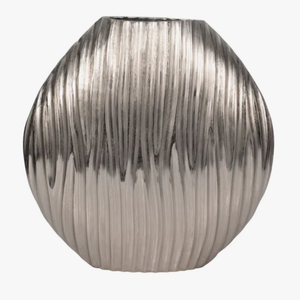 Jarrón Decorativo Moderno de Metal Plateado, Aluminio Acanalado, Ecológico, Personalizable, para Hotel, Centro de Mesa para Bodas, Hecho a Mano, Venta al Por Mayor - Product Image 1
