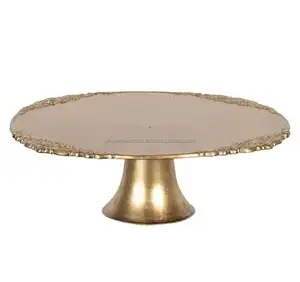 经典设计闪亮抛光铜金属桌面装饰定制尺寸金属蛋糕架，带仿古饰面