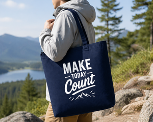 Bolsa de Tela Azul Marino AMANI de 300 g/m², 20x18x5, con Cierre de Cremallera, Reutilizable, Ecológica, con Asa Larga, MAKE TODAY - Product Image 2