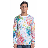 Kaos Sublimasi Lengan Panjang Pria Berkualitas Tinggi, Kaos Sublimasi Sky Smock, Kaos Sublimasi Kerah Kru Pria, Atasan Kaos Sublimasi Musim Panas Pria
