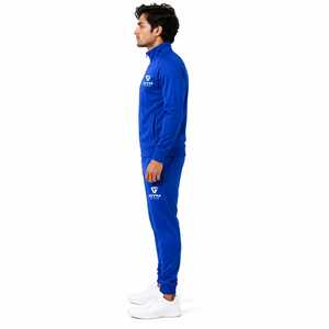 Conjunto Deportivo Azul Rey para Hombre, Chaqueta Deportiva con Cierre Completo y Pantalones Jogger, Logotipo Personalizado, Ropa Deportiva para Gimnasio - Product Image 1