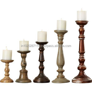 Porte-bougie en bois fait main pour la décoration de la maison, centre de table, décoration de mariage, finition naturelle rustique, pièce de design - Product Image 4